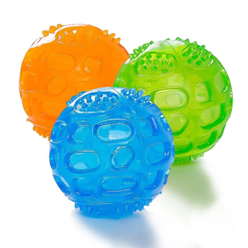 Ace one ACEONE Dog Squeaky Ball, Pet Squeak Chew Bouncy Rubber Toy Balls for Small Medium Dogs Indestructible Exercise Training Playing (3 Balls) - Image 1